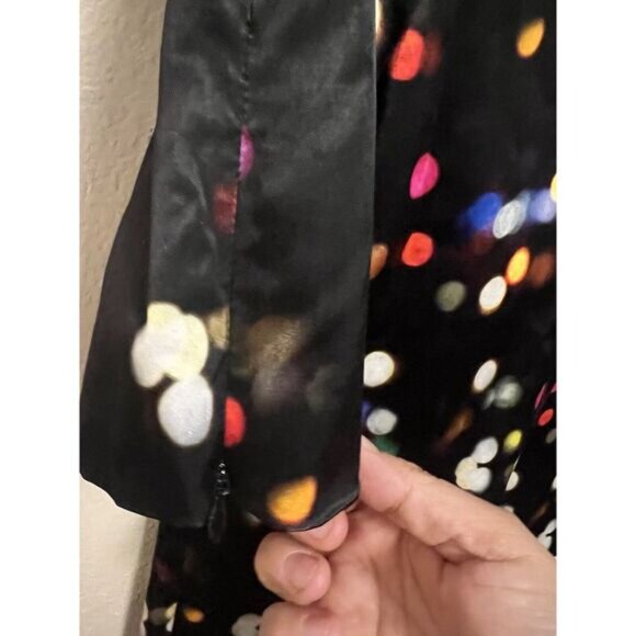 Milly City Lights Black Blouse Top Short Sleeve Shirt Zips Abstract Dot Womens 2 - Picture 10 of 13